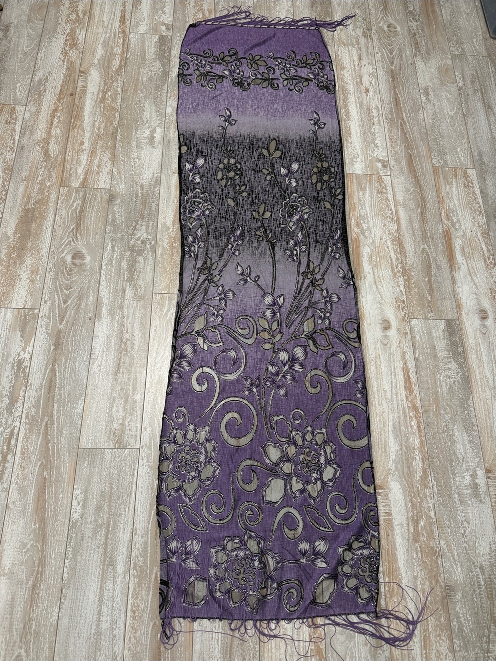 Purple Floral, silver sparkle Scarf & Wrap